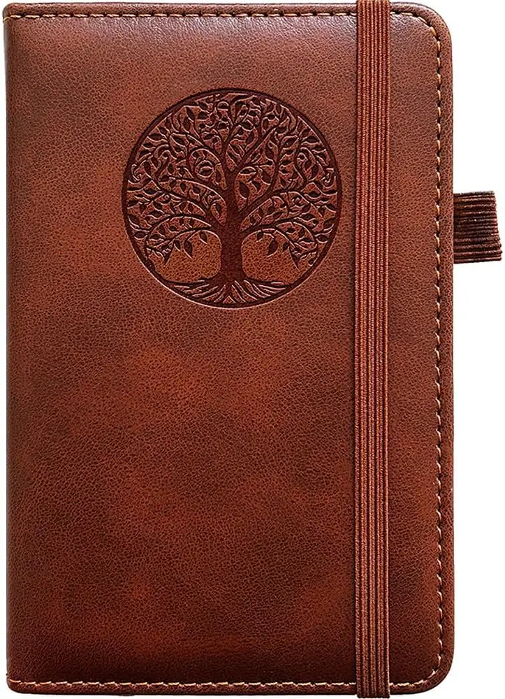 Leather Pocket Notebook for Writing, Travel Journal Mini with Pen Holder
Leather Pocket Notebook for Writing, Travel Journal Mini with Pen Holder