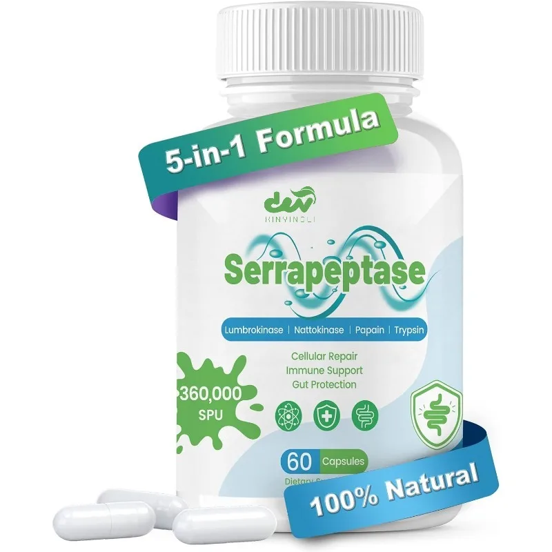 5-in-1 serine protease supplement, supports sinus health, non GMO, gluten free, 60 capsules
5-in-1 serine protease supplement, supports sinus health, non GMO, gluten free, 60 capsules