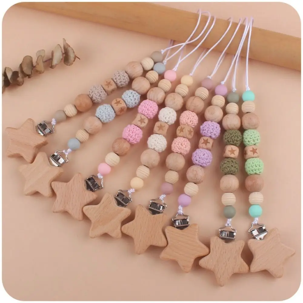Dummy Clips Pacifier Holder Clips Star Soother Holder Baby Pacifier Chain Wooden Bead Nipple Holder Clips
Dummy Clips Pacifier Holder Clips Star Soother Holder Baby Pacifier Chain Wooden Bead Nipple Holder Clips
