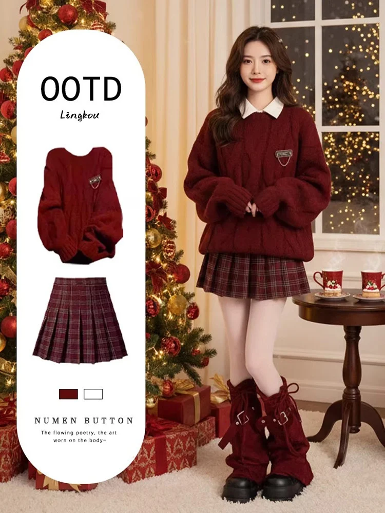 Антивозрастной осенне-зимний вязаный свитер, женский новогодний комплект Red Battle irt и клетчатая юбка, комплект из двух предметов Faion Ensemble
Антивозрастной осенне-зимний вязаный свитер, женский новогодний комплект Red Battle irt и клетчатая юбка, комплект из двух предметов Faion Ensemble