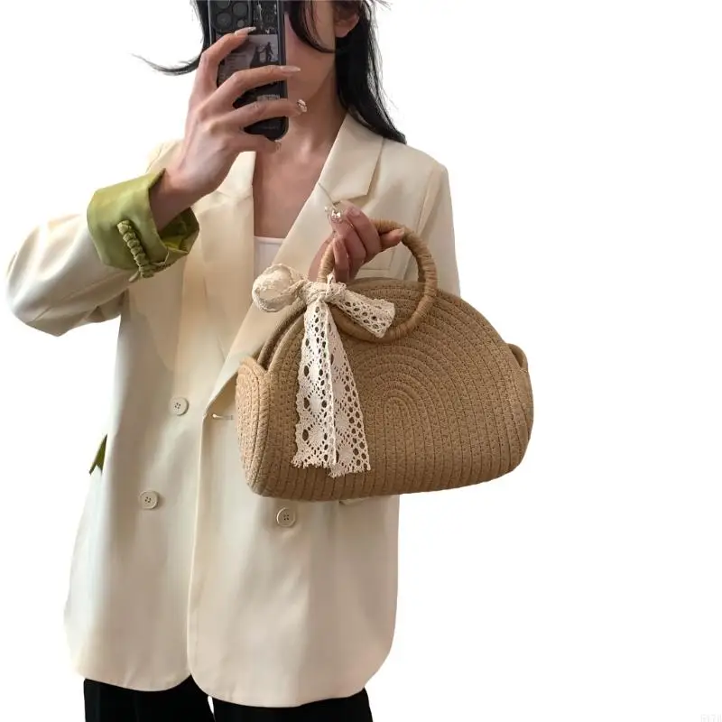 Korean Style Elegant Straw Bucket Bag with Lace Bows Vintage Handwoven Rope Beach Vacation Small Handbag Purse for Women
Korean Style Elegant Straw Bucket Bag with Lace Bows Vintage Handwoven Rope Beach Vacation Small Handbag Purse for Women