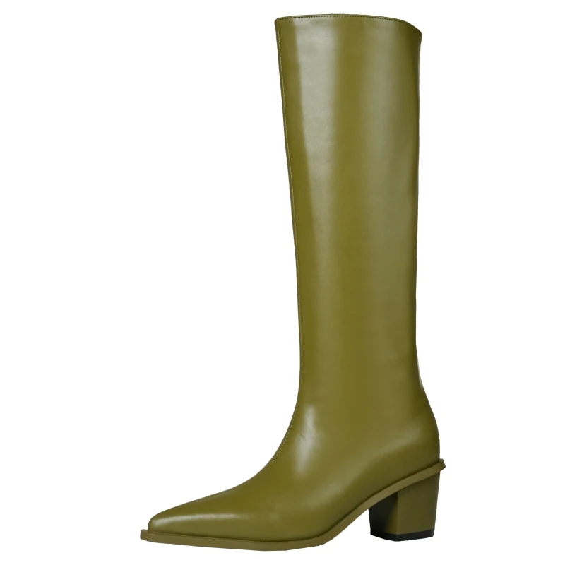 Genuine Leather Women's Knee High Boots 2025 Autumn Winter Black Green Western Chelsea Boot Low Heels Long Footwear Shoes Ladies
Genuine Leather Women's Knee High Boots 2025 Autumn Winter Black Green Western Chelsea Boot Low Heels Long Footwear Shoes Ladies