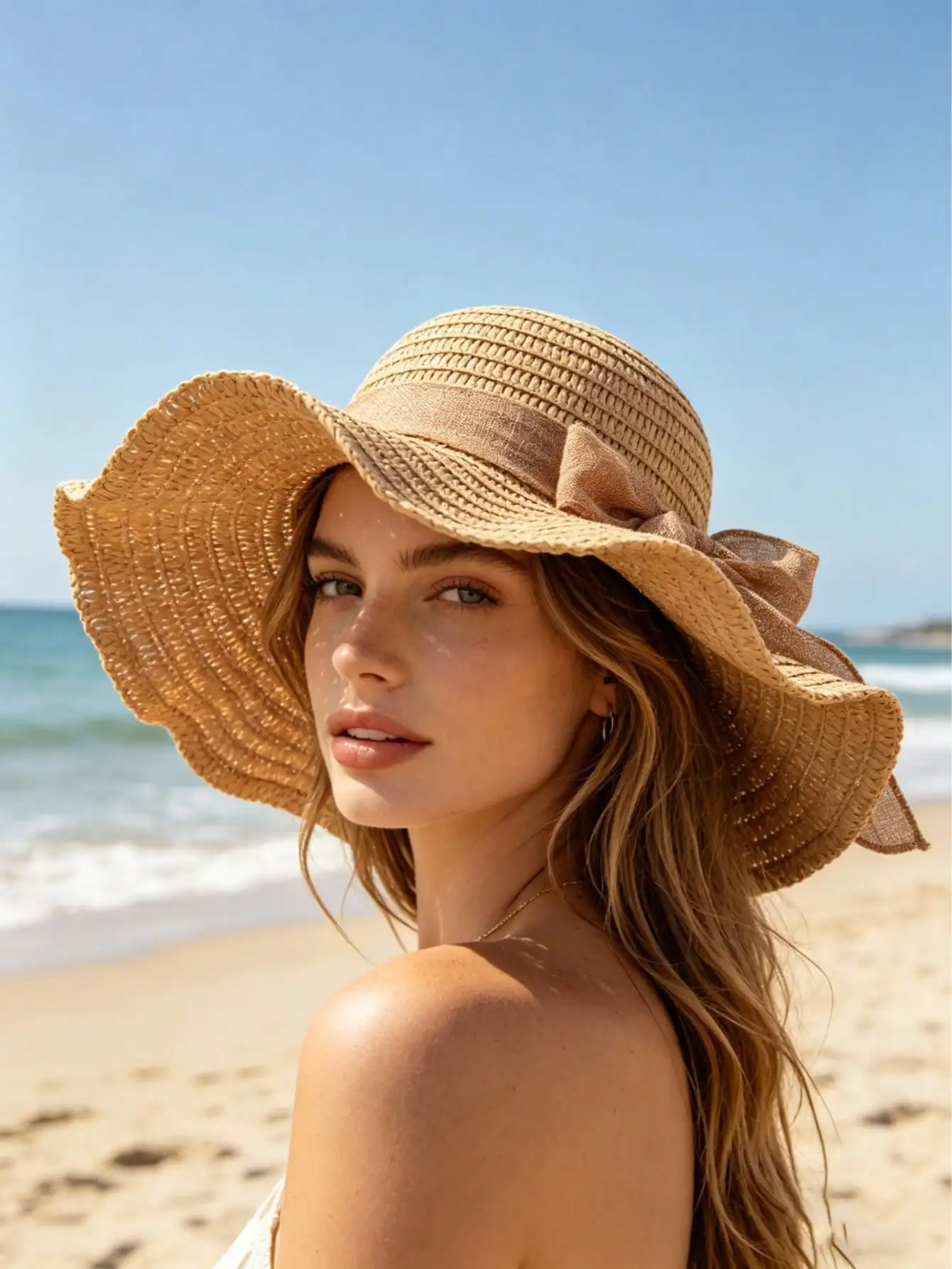1 Pc Women's Straw Hat With Bow And Stripes, Elegant Sun Protection, Suitable For Beach Vacations, Hair, Hats For Women, Beach Hat, Vacation Essentials, Summer
1 Pc Women's Straw Hat With Bow And Stripes, Elegant Sun Protection, Suitable For Beach Vacations, Hair, Hats For Women, Beach Hat, Vacation Essentials, Summer