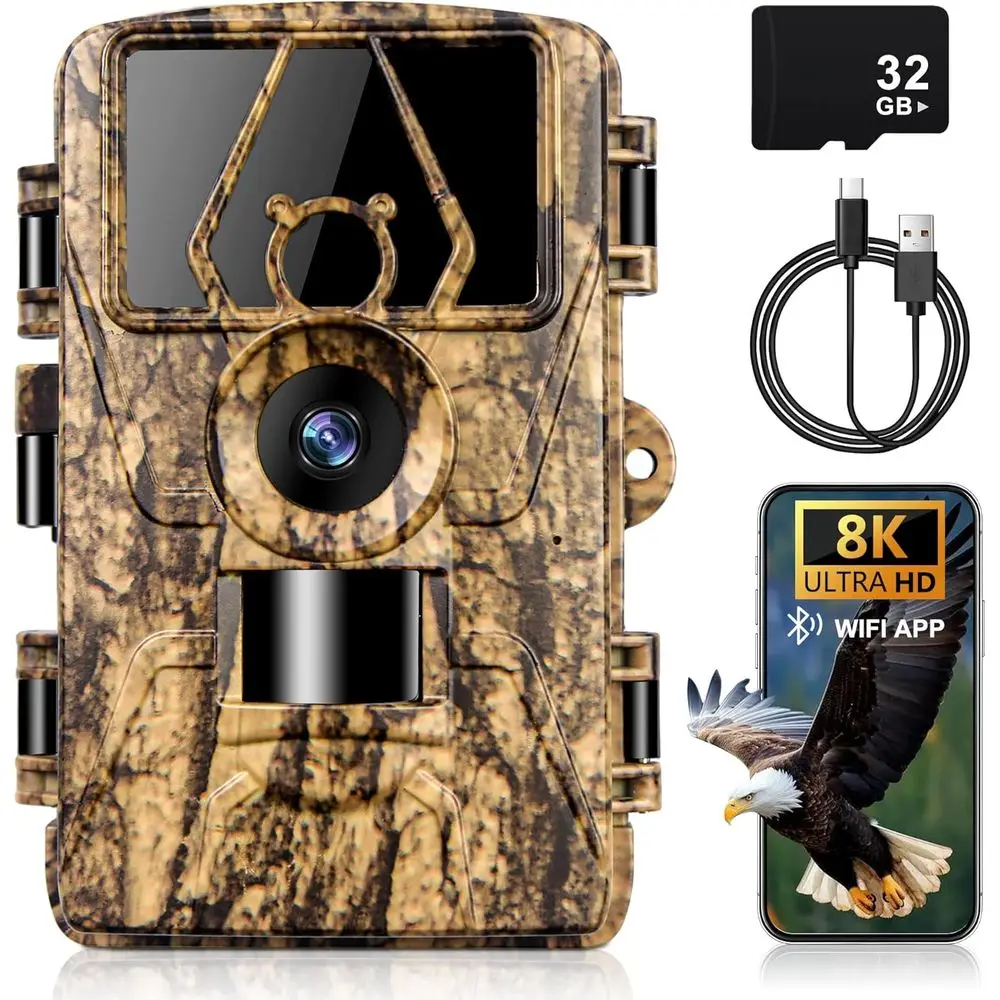 8K 64MP WiFi Trail Camera with 32GB Card, No-Glow Night Vision, Waterproof for Deer Hunting
8K 64MP WiFi Trail Camera with 32GB Card, No-Glow Night Vision, Waterproof for Deer Hunting