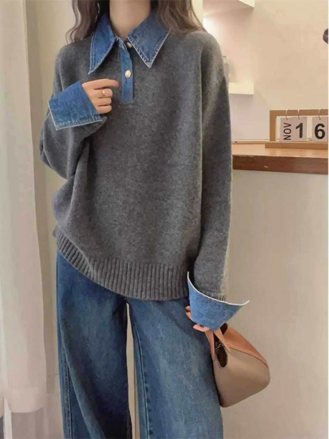 Женский джинсовый лоскутный свитер, рубашки, осень-зима, вязаный пуловер с длинными рукавами, свитера, повседневный джемпер из двух предметов, полный
Женский джинсовый лоскутный свитер, рубашки, осень-зима, вязаный пуловер с длинными рукавами, свитера, повседневный джемпер из двух предметов, полный