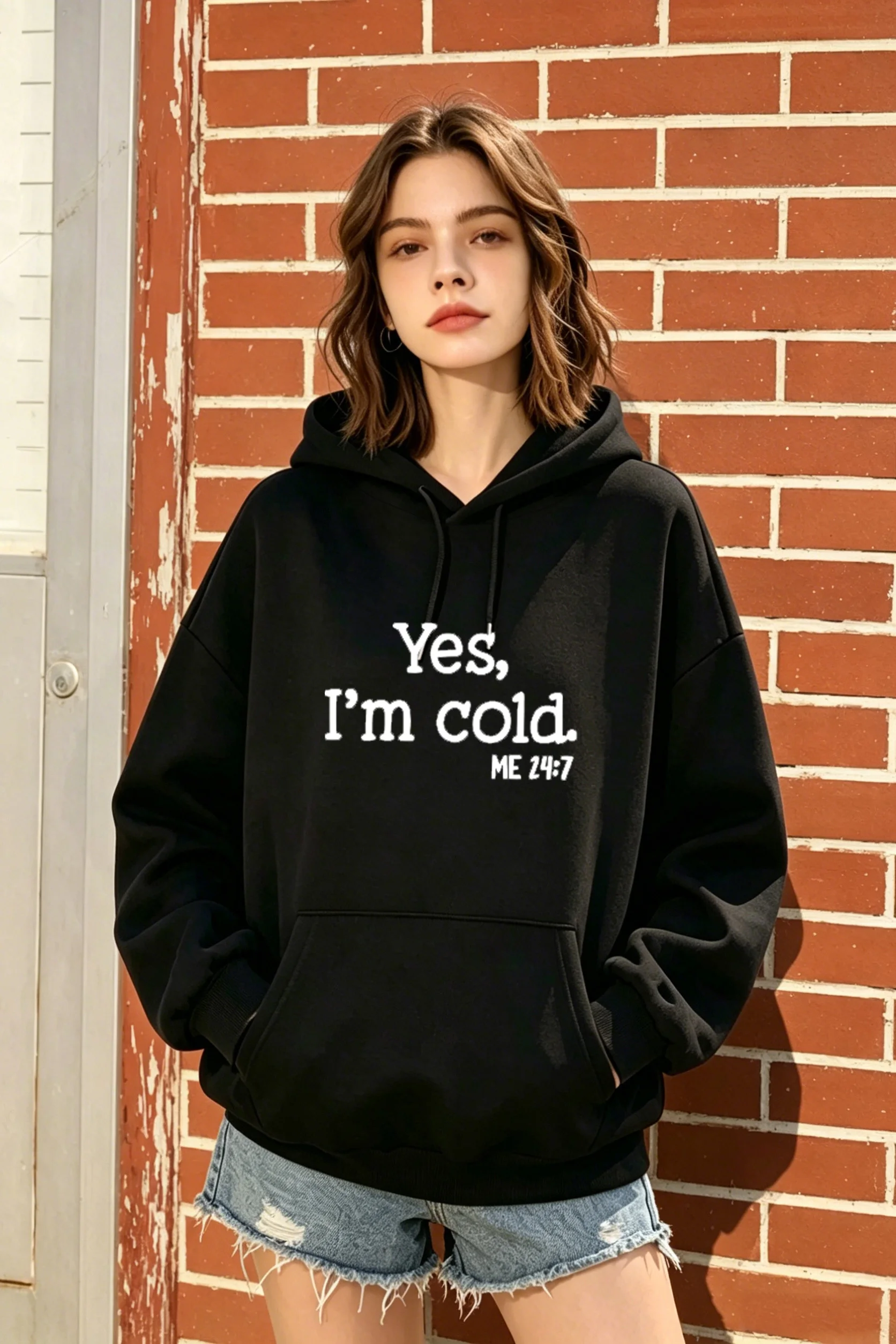 Women's Black Oversized Hoodie with funny letter print, casual & trendy for fall and winter daily wear.
Women's Black Oversized Hoodie with funny letter print, casual & trendy for fall and winter daily wear.