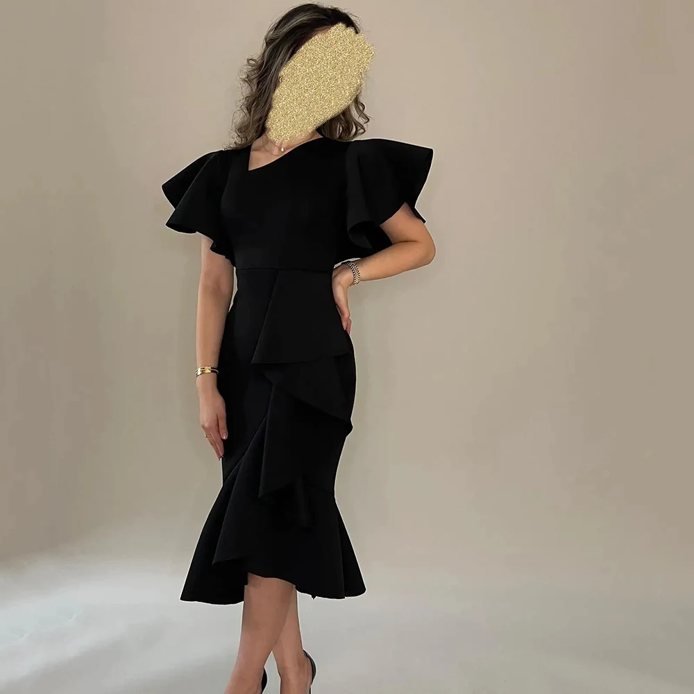 2024 New Retro Elegant Black Prom Dress Short Sleeves V-Neck Party Tea Length pure color Formal Evening Dresses
2024 New Retro Elegant Black Prom Dress Short Sleeves V-Neck Party Tea Length pure color Formal Evening Dresses