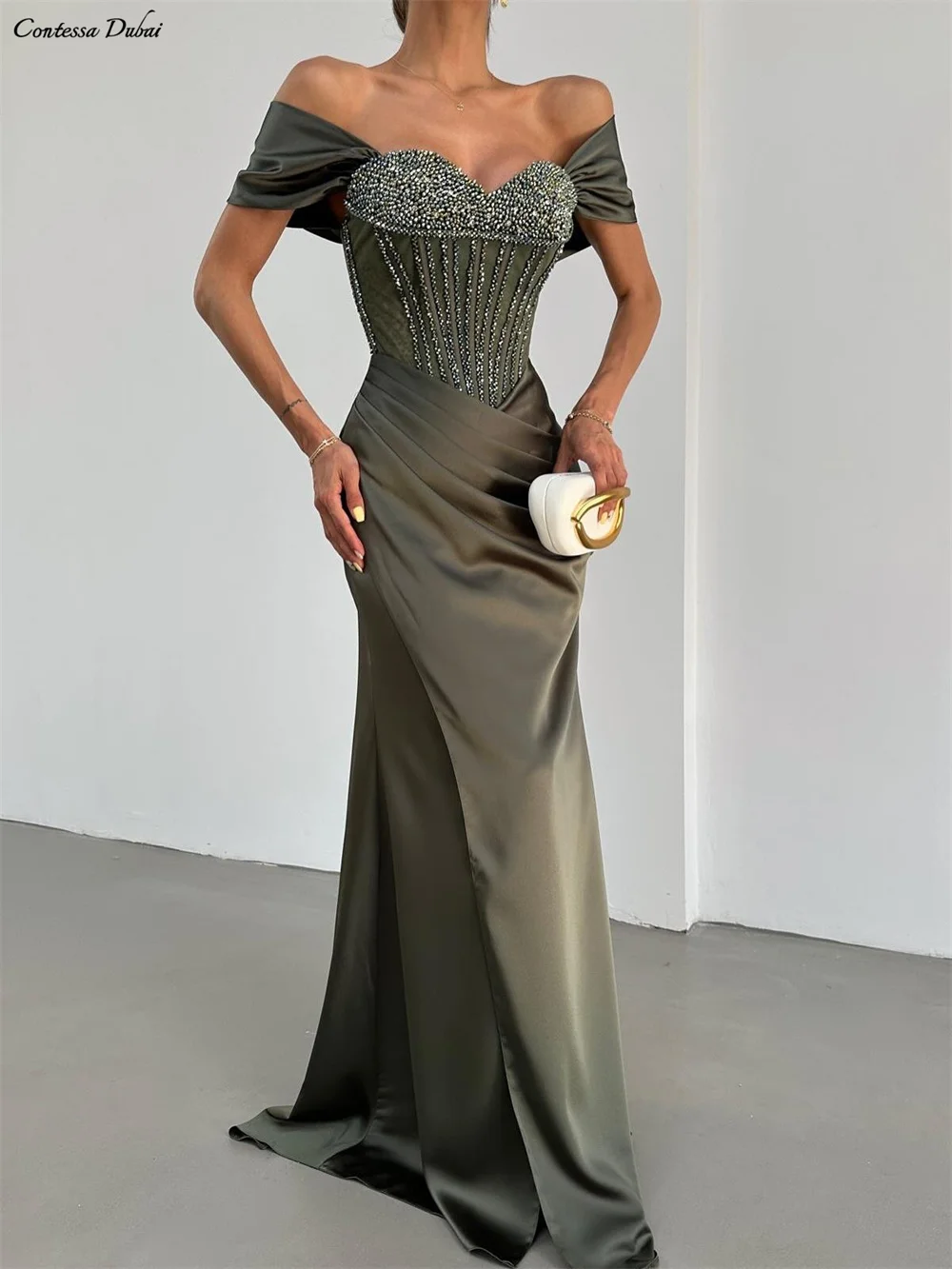 Вечернее платье Contessa на заказ, платье для выпускного вечера, элегантное сексуальное платье с открытыми плечами, корсет из бисера, атласное вечернее платье, длинная облегающая юбка
Вечернее платье Contessa на заказ, платье для выпускного вечера, элегантное сексуальное платье с открытыми плечами, корсет из бисера, атласное вечернее платье, длинная облегающая юбка