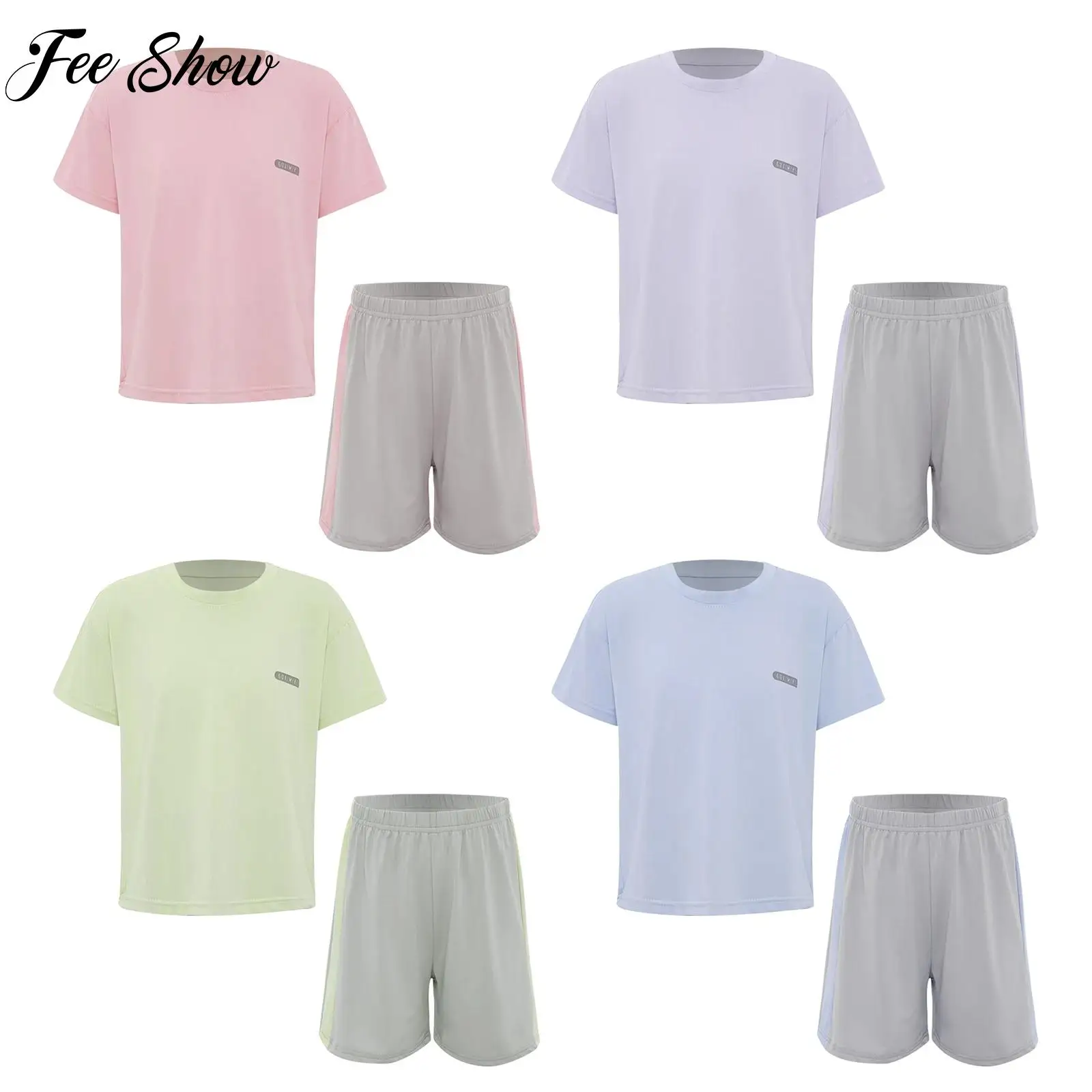 Girls Boys Quick-Drying Sports Set Short Sleeve T-Shirt+Color Block Stretchy Shorts Set Tennis Badminton Workout Sports Outfits 
Girls Boys Quick-Drying Sports Set Short Sleeve T-Shirt+Color Block Stretchy Shorts Set Tennis Badminton Workout Sports Outfits