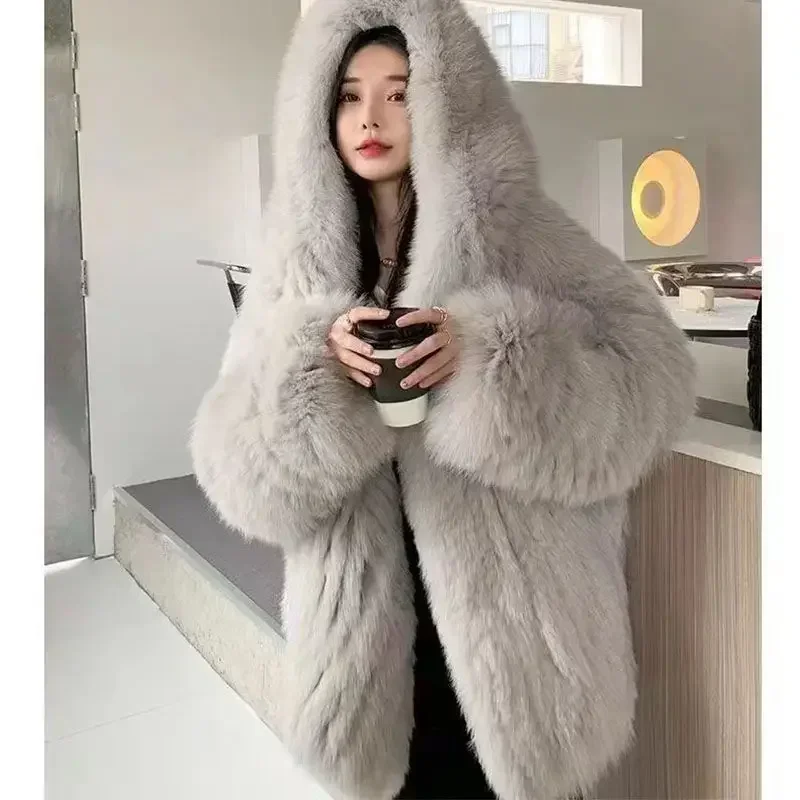 Imitation fox fur women's 2024 winter new style hooded loose slimming fur coat trendy street internet celebrity same style
Imitation fox fur women's 2024 winter new style hooded loose slimming fur coat trendy street internet celebrity same style