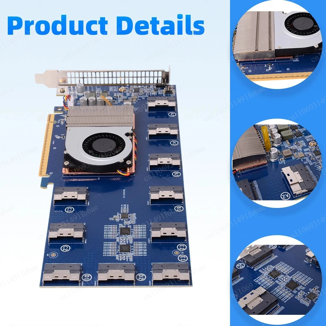 PLX88096 Expansion Riser Card To 5 PCIE 4.0 X16 or 10 PCIE 4.0 X8 Via Connect U.2 Hard Drives No Disassembly SFF8654 SWITCH
PLX88096 Expansion Riser Card To 5 PCIE 4.0 X16 or 10 PCIE 4.0 X8 Via Connect U.2 Hard Drives No Disassembly SFF8654 SWITCH