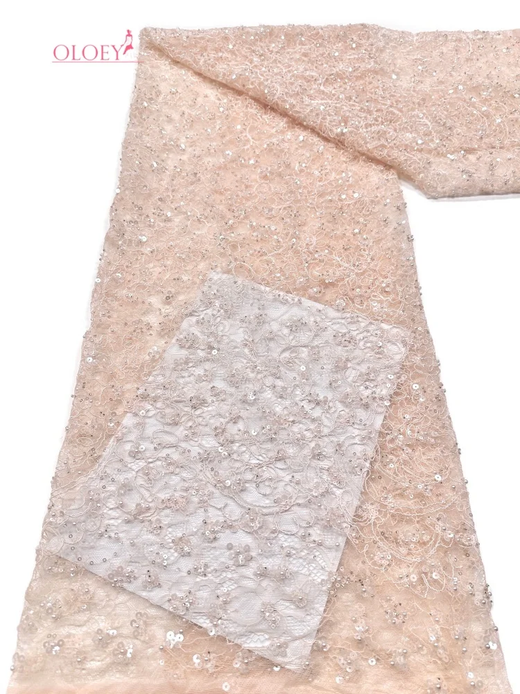 OLOEY African French Tulle Sequins Beaded Lace 5 yards Nigerian Embroidered Lace Fabrics For Ladies Party Wedding Dresses Sewing
OLOEY African French Tulle Sequins Beaded Lace 5 yards Nigerian Embroidered Lace Fabrics For Ladies Party Wedding Dresses Sewing