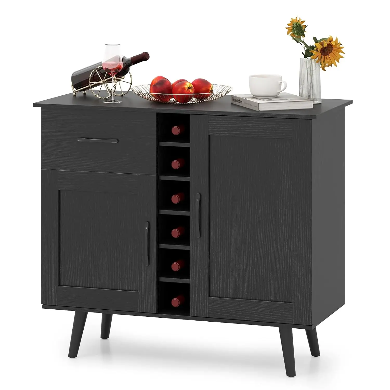 Wine Bar Cabinet, Buffet Sideboard with 2 Doors & 1 Drawer, 6-Bottle Wine Rack, Adjustable Shelves, Cupboard with, Customized
Wine Bar Cabinet, Buffet Sideboard with 2 Doors & 1 Drawer, 6-Bottle Wine Rack, Adjustable Shelves, Cupboard with, Customized