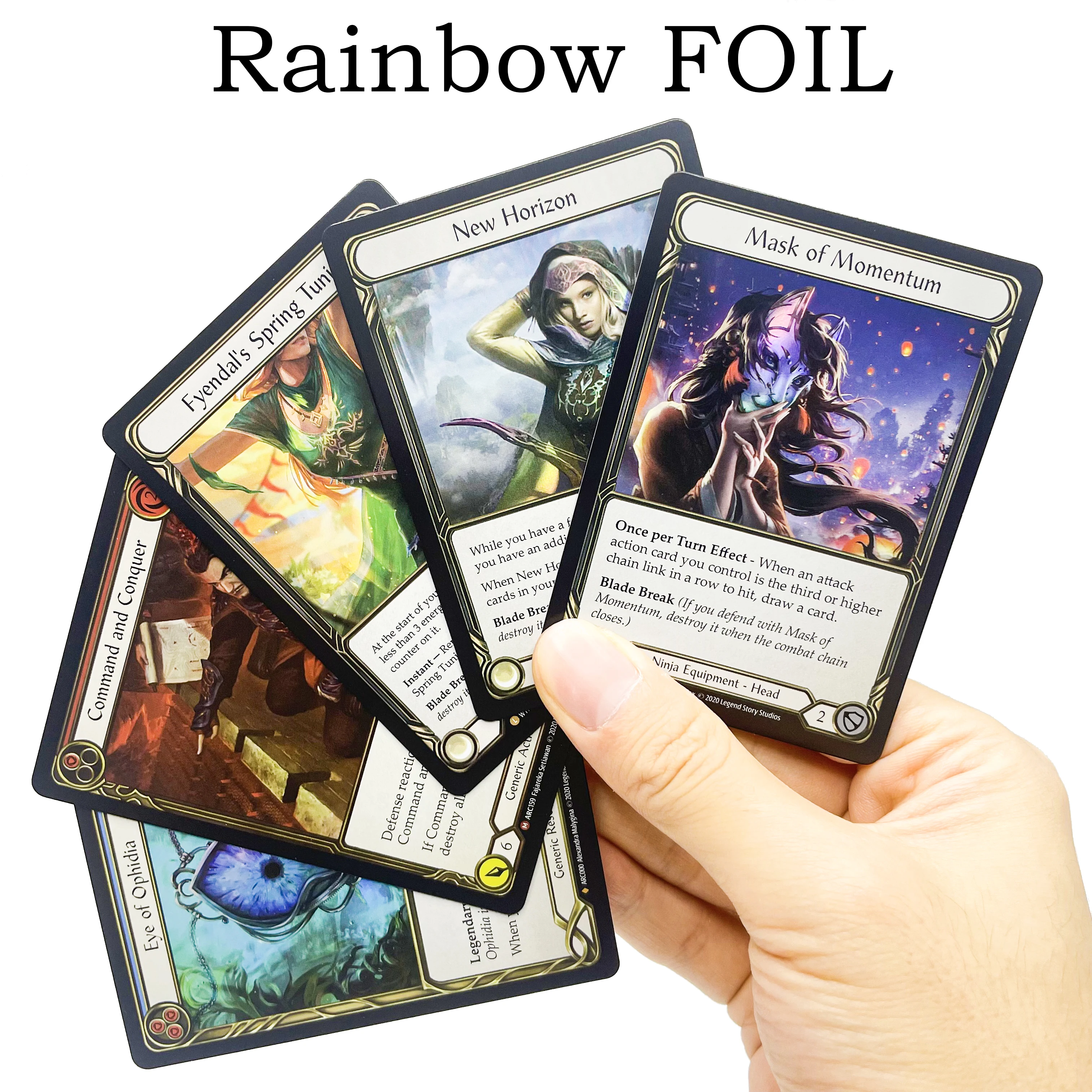 FAB Rainbow FOIL Proxy Cards New Horizon Eye of Ophidia Command and Conquer Valiant Dynamo TCG Entertainment Battles Game Cards
FAB Rainbow FOIL Proxy Cards New Horizon Eye of Ophidia Command and Conquer Valiant Dynamo TCG Entertainment Battles Game Cards