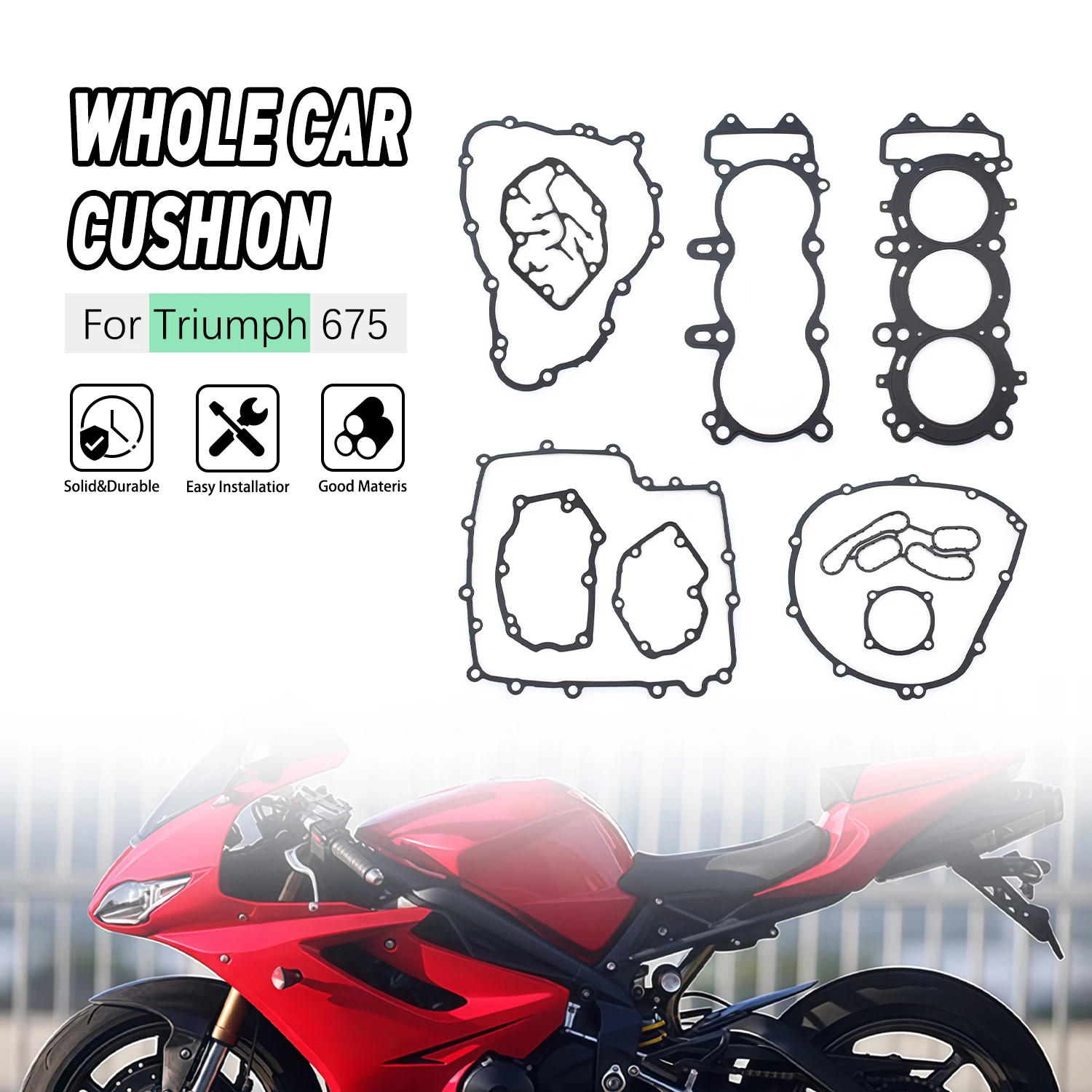 For Triumph 675 Engine Stator Crankcase Full Set Cylinder Clutch Cover Gasket Kits
For Triumph 675 Engine Stator Crankcase Full Set Cylinder Clutch Cover Gasket Kits