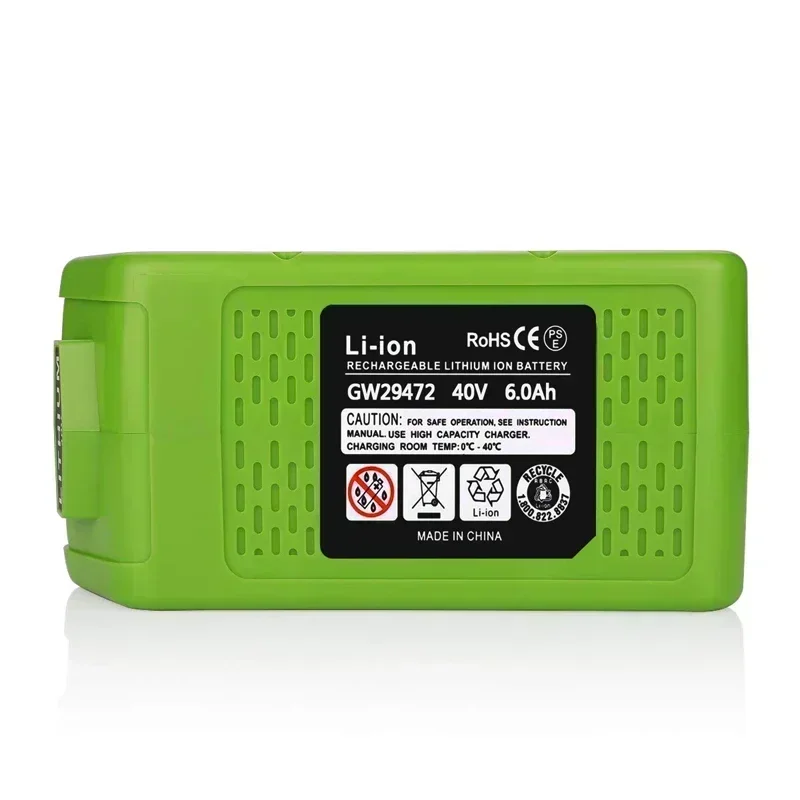 Replacement 40V 5000mAh 6000mAh Lithium-Ion Battery 29472 for GreenWorks 40Volt G-MAX 29252 20202 22262 27062 21242 Power Tools
Replacement 40V 5000mAh 6000mAh Lithium-Ion Battery 29472 for GreenWorks 40Volt G-MAX 29252 20202 22262 27062 21242 Power Tools