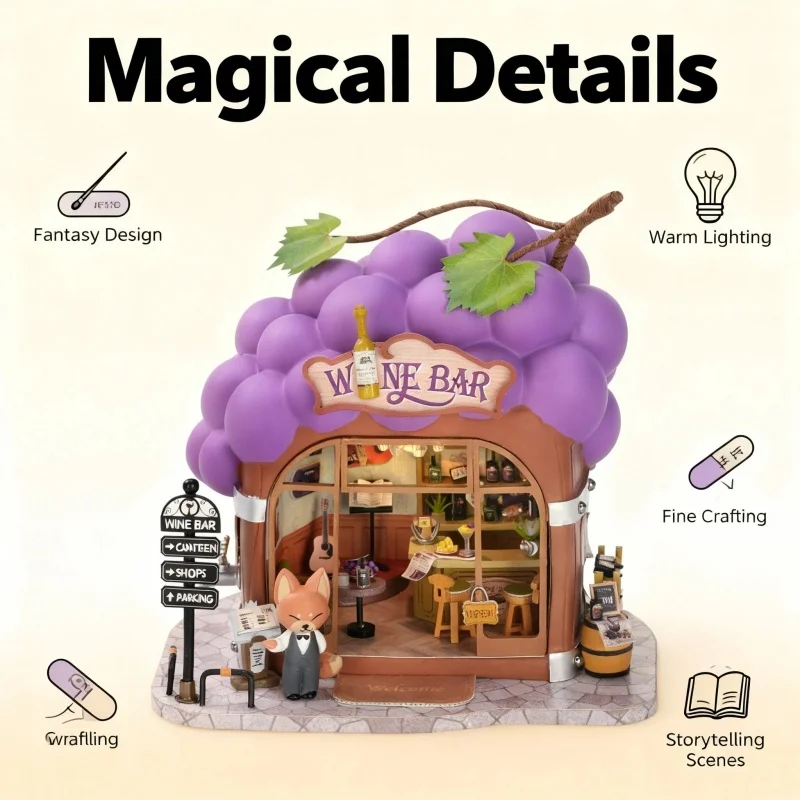 OUZEY 3D Wooden Doll House Fox Bar DIY Assembly Model Desktop Decoration Creative Toy Gift Box Suitable For Teenagers
OUZEY 3D Wooden Doll House Fox Bar DIY Assembly Model Desktop Decoration Creative Toy Gift Box Suitable For Teenagers
