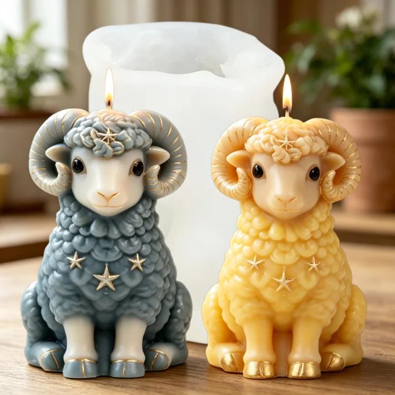 A Little Lamb Silicone Candle Mold Starry Aries Ram Mold Sheep with Star & Gold Lined Craft Mould For Soap Resin Home Decor
A Little Lamb Silicone Candle Mold Starry Aries Ram Mold Sheep with Star & Gold Lined Craft Mould For Soap Resin Home Decor