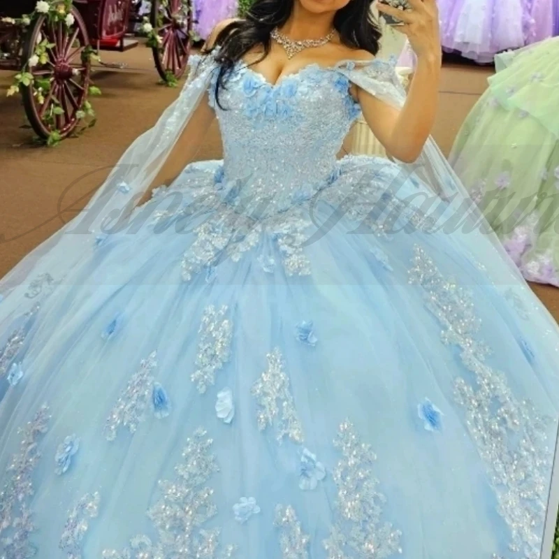 Customized Sky Blue Sweet 16 Dresses Special Occasion Flower Applique Ballgown Prom Party Dress 2025 vestidos de 15 quinceañera
Customized Sky Blue Sweet 16 Dresses Special Occasion Flower Applique Ballgown Prom Party Dress 2025 vestidos de 15 quinceañera
