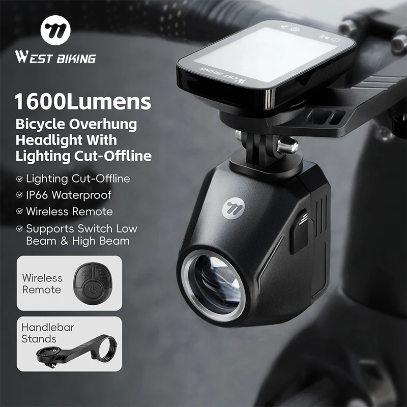 WEST BIKING 1600LM Bike Light Road Bike IP66-Waterproof Portable Remote control Hight Bright Front Light Rechargeable Front Lamp
WEST BIKING 1600LM Bike Light Road Bike IP66-Waterproof Portable Remote control Hight Bright Front Light Rechargeable Front Lamp