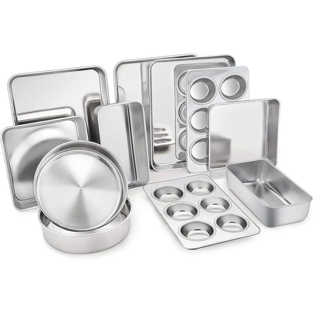 Bakeware Set of 11, Toaster Oven Pan Set, Lasagna Pan, Square & Round Cake Pan, Loaf Pan & Muffin Pan, Heavy Duty, Dishwasher Sa
Bakeware Set of 11, Toaster Oven Pan Set, Lasagna Pan, Square & Round Cake Pan, Loaf Pan & Muffin Pan, Heavy Duty, Dishwasher Sa