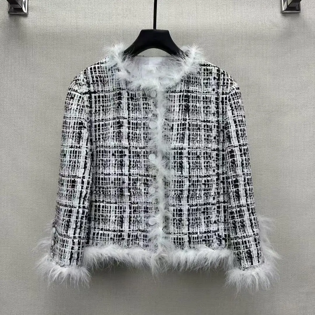 2025SS Autumn Winter New Sle ort Quilted Jaet Women's round Ne Fringed High ade Cotton Coat Long Sve Plaid Pattern
2025SS Autumn Winter New Sle ort Quilted Jaet Women's round Ne Fringed High ade Cotton Coat Long Sve Plaid Pattern