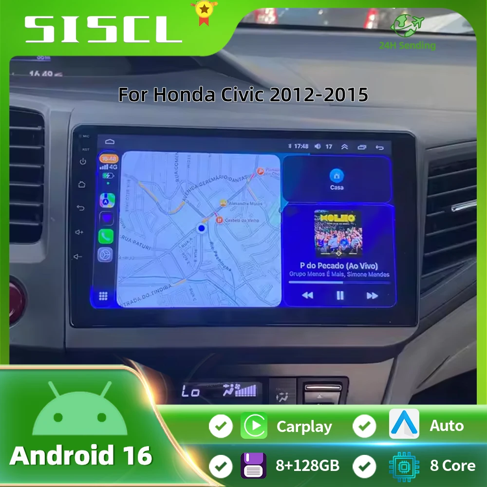 Android 16 Car Stereo Radio Multimedia Wireless Carplay Android Auto For Honda Civic 9 2012 2013 2014 2015 2 din GPS DSP WIFI
Android 16 Car Stereo Radio Multimedia Wireless Carplay Android Auto For Honda Civic 9 2012 2013 2014 2015 2 din GPS DSP WIFI