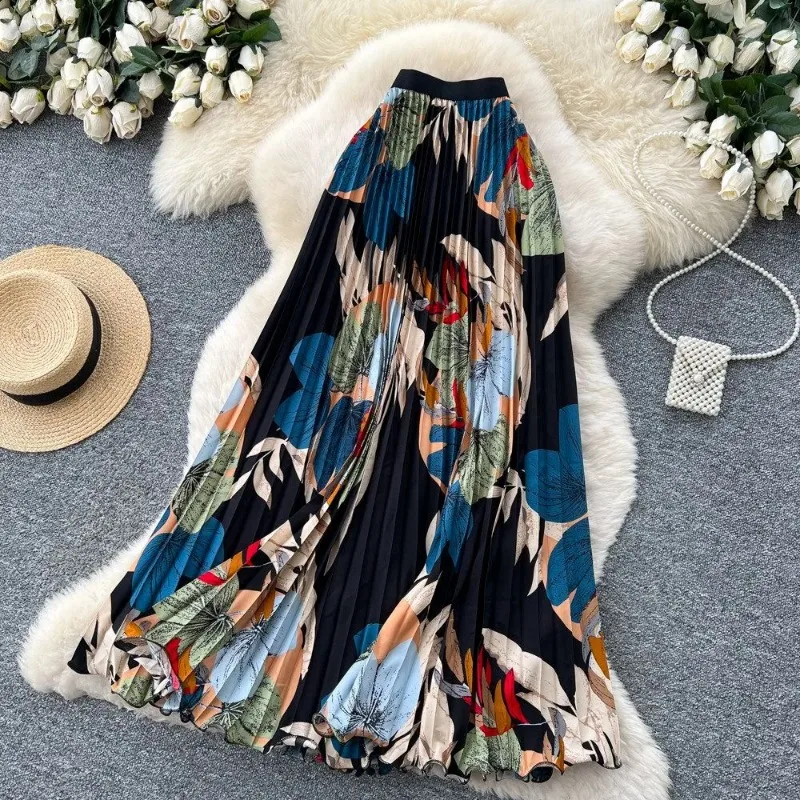 Women Floral Print Pleated Maxi Skirt High Waist A-Line Casual Summer Swing Skirt
Women Floral Print Pleated Maxi Skirt High Waist A-Line Casual Summer Swing Skirt