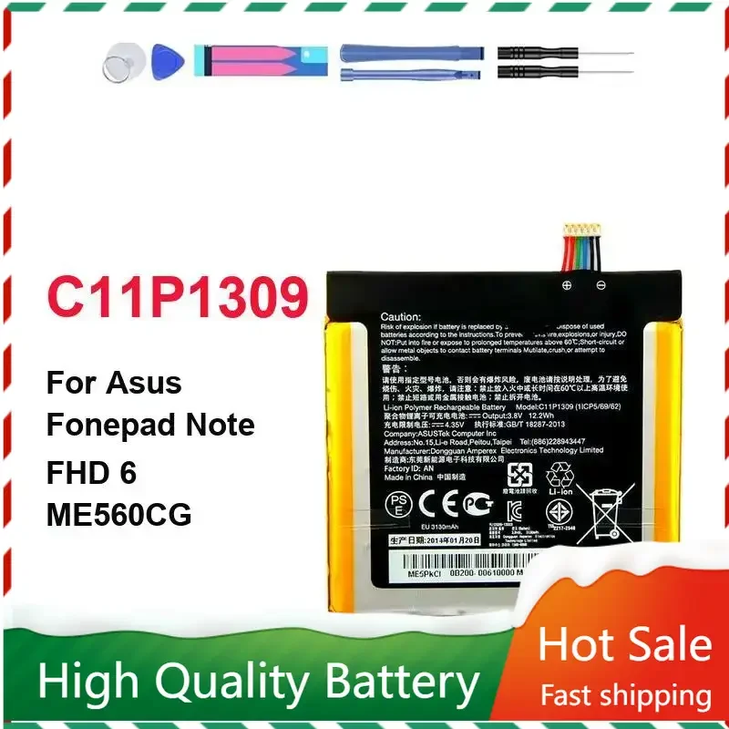 3130mAh C11P1309 Battery for Asus Fonepad Note FHD 6 ME560CG K00G Phone High Quality Batteries Bateria + Free Tools
3130mAh C11P1309 Battery for Asus Fonepad Note FHD 6 ME560CG K00G Phone High Quality Batteries Bateria + Free Tools