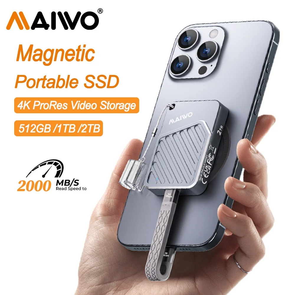 Maiwo 2000MB/s SSD External SSD 512G 12T Magnetic Portable PSSD for iPhone 16 15 Pro/Max ProRes 4K ProRes HDR Record and Portabl
Maiwo 2000MB/s SSD External SSD 512G 12T Magnetic Portable PSSD for iPhone 16 15 Pro/Max ProRes 4K ProRes HDR Record and Portabl
