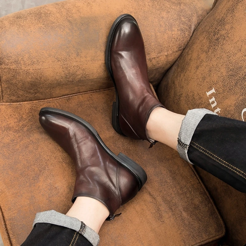Men High Top Boots Genuine Leather Solid Color Comfortable Classic High-quality Business Men Boots
Men High Top Boots Genuine Leather Solid Color Comfortable Classic High-quality Business Men Boots