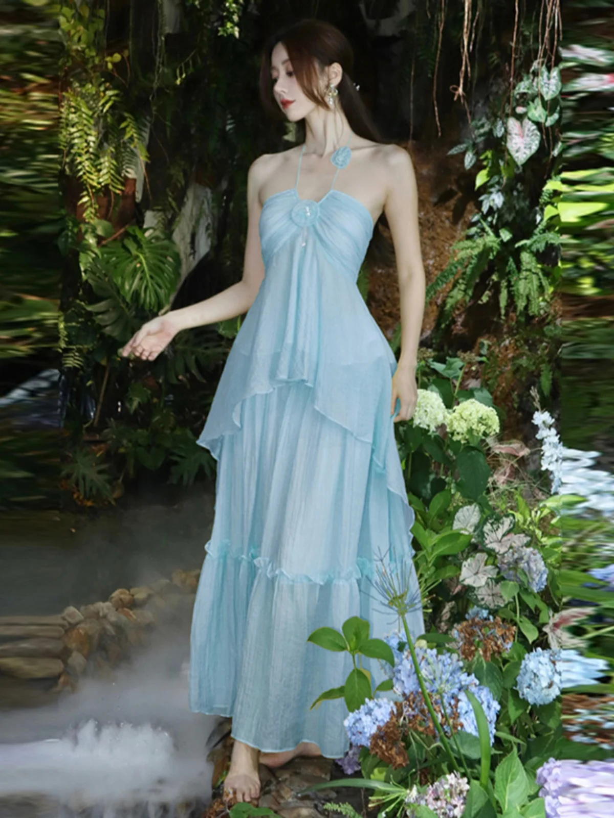 Elegant Blue Fairy Tale Feel Unique Strap Dress Beautiful Beach Vacation Long Skirt Cotton High Waist French Style Cake Skirt
Elegant Blue Fairy Tale Feel Unique Strap Dress Beautiful Beach Vacation Long Skirt Cotton High Waist French Style Cake Skirt