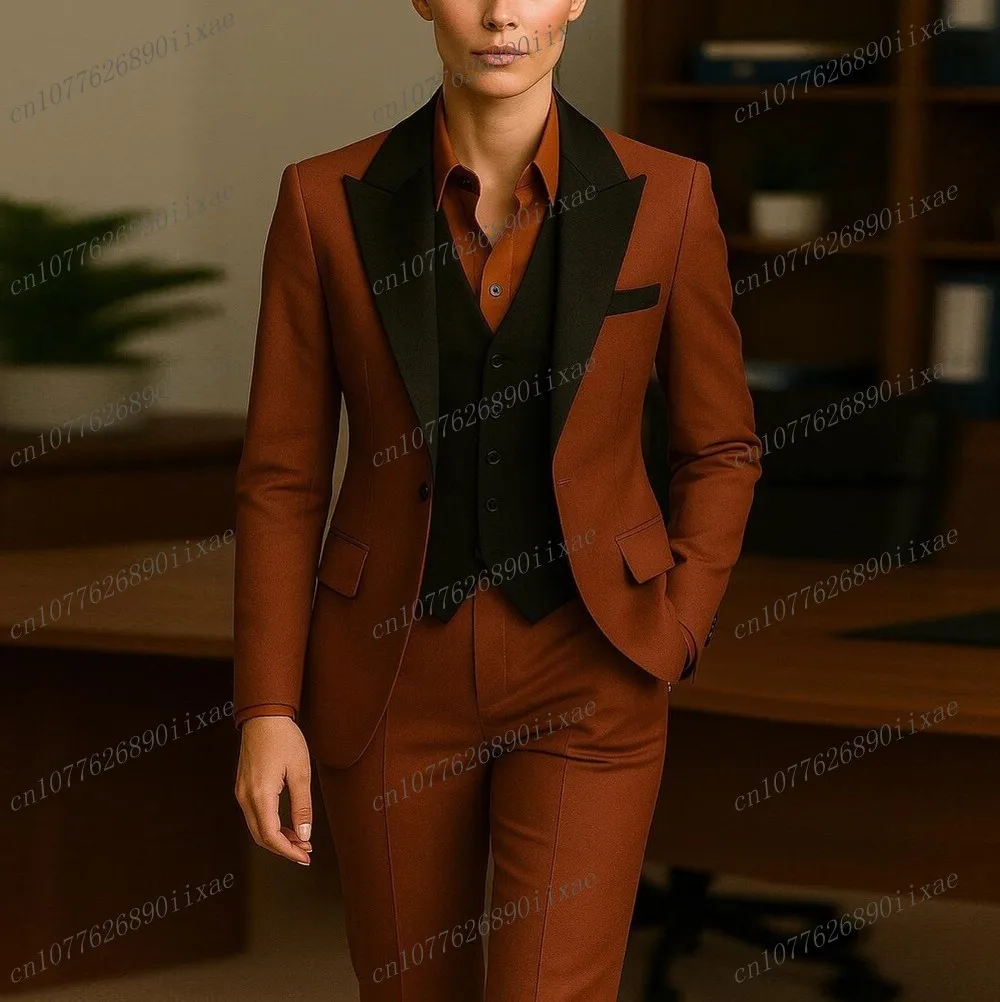 Dark Orange And Black Women Suits Lady Business Office Tuxedos Mother Wedding Party Formal Ladies 3 Piece Set Jacket Vest Pants
Dark Orange And Black Women Suits Lady Business Office Tuxedos Mother Wedding Party Formal Ladies 3 Piece Set Jacket Vest Pants