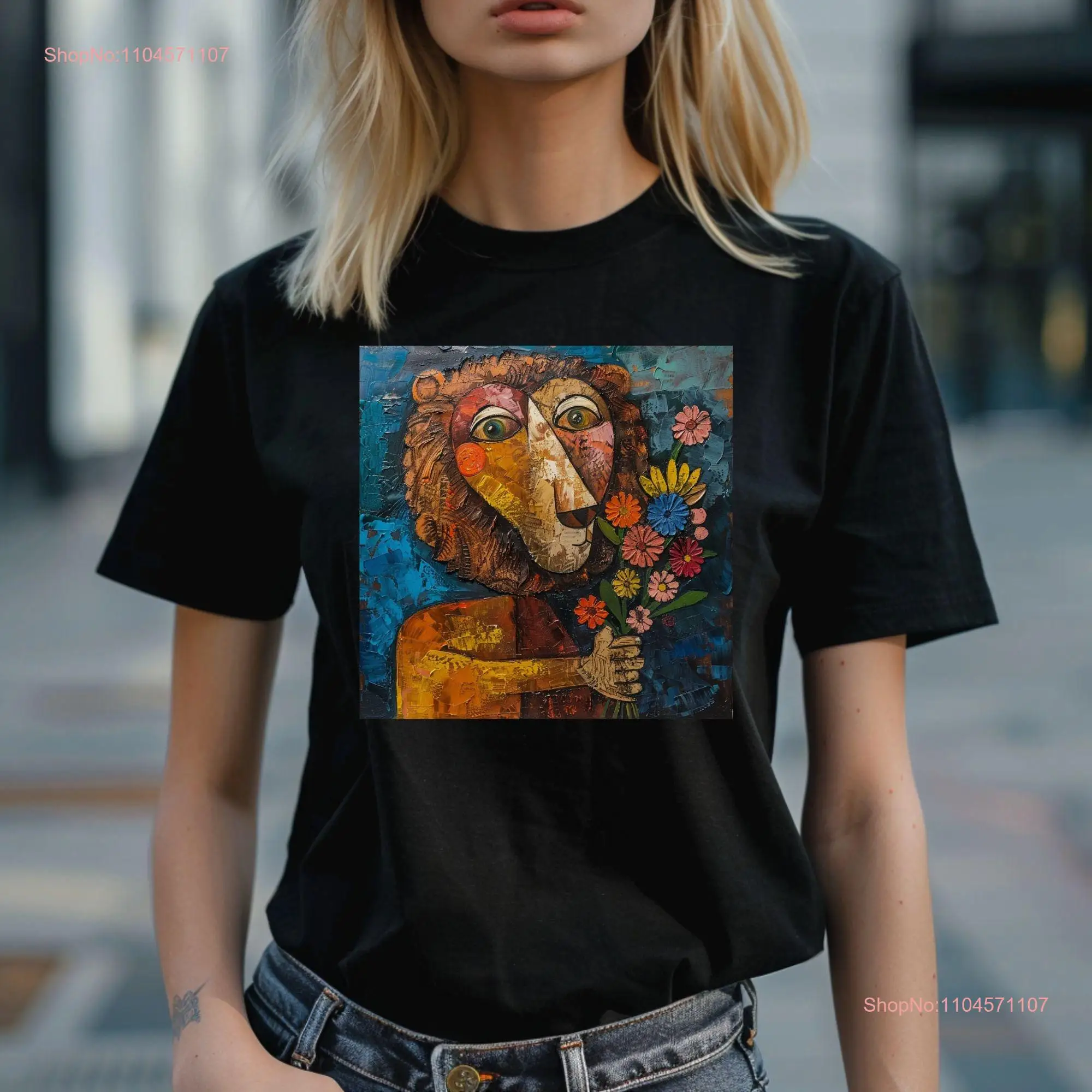 Lion with Flowers Abstract ArT T Shirt Design Cute Animal Painting Idea long or short sleeves
Lion with Flowers Abstract ArT T Shirt Design Cute Animal Painting Idea long or short sleeves
