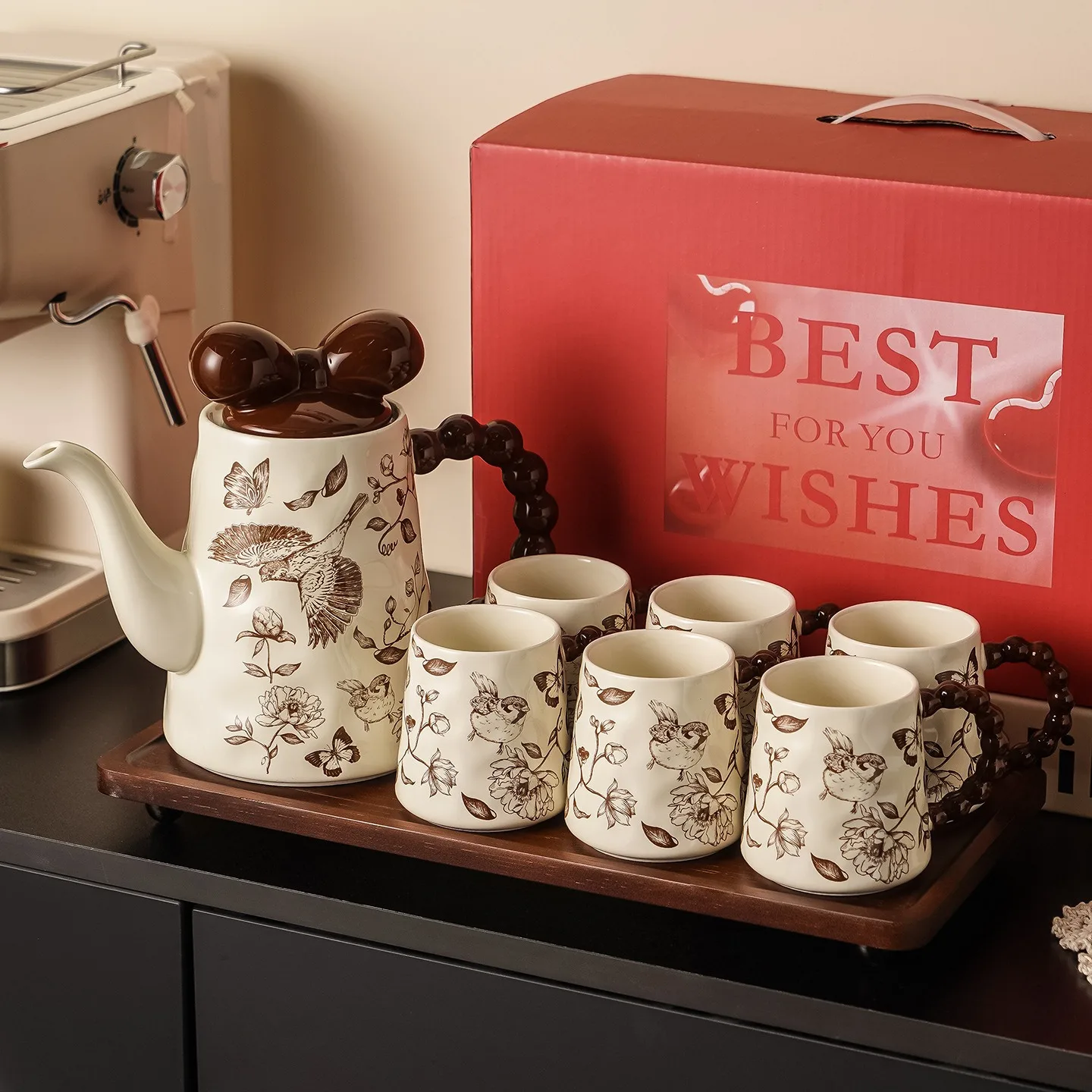 MSH High Temperature Fired Vintage Style Ceramic Teapot and Cup Set for Housewarming
MSH High Temperature Fired Vintage Style Ceramic Teapot and Cup Set for Housewarming