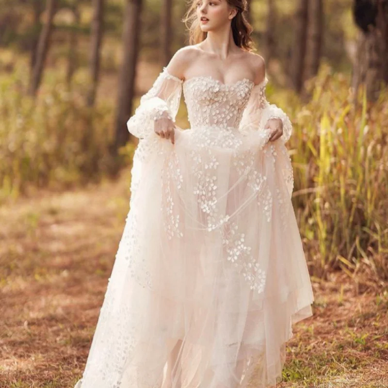 Long Puff Sleeves Boho Wedding Dresses 2024 Appliques Lace A Line Formal Wedding Party Dress Plus Size Bridal Gowns 2024
Long Puff Sleeves Boho Wedding Dresses 2024 Appliques Lace A Line Formal Wedding Party Dress Plus Size Bridal Gowns 2024