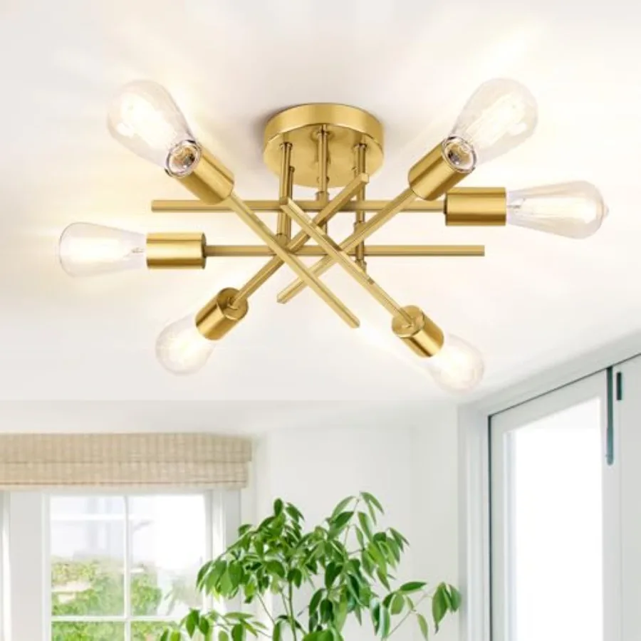 6-Light Semi Flush Mount Ceiling Light Fixture Modern Industrial Brushed en Sputnik Ceiling Light E26 Close to Ceiling Light fo
6-Light Semi Flush Mount Ceiling Light Fixture Modern Industrial Brushed en Sputnik Ceiling Light E26 Close to Ceiling Light fo