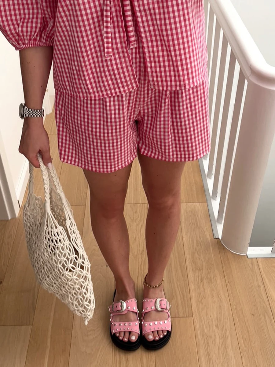 Women 2 Piece Pajamas Set Tie-up Front Short Sleeve Tops Low Waist Shorts Suit Striped Shorts Outfits Streetwear
Women 2 Piece Pajamas Set Tie-up Front Short Sleeve Tops Low Waist Shorts Suit Striped Shorts Outfits Streetwear