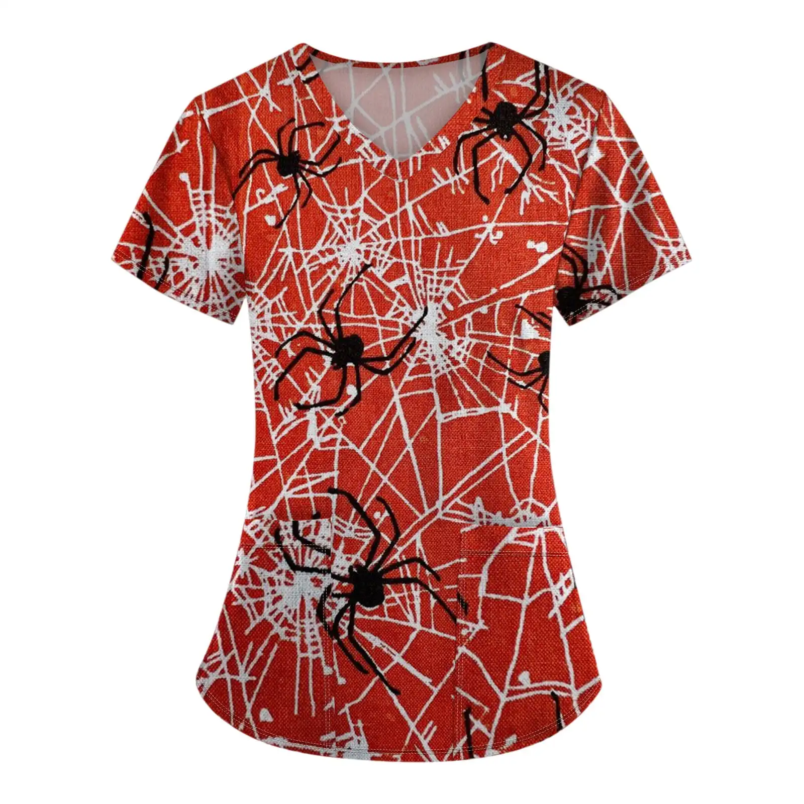 Halloween Surgical Uniform Woman Spider Web Printing Micro Stretch Nursing Tops V-Neck Short Sleeve Tees Clinical Uniforms Woman
Halloween Surgical Uniform Woman Spider Web Printing Micro Stretch Nursing Tops V-Neck Short Sleeve Tees Clinical Uniforms Woman