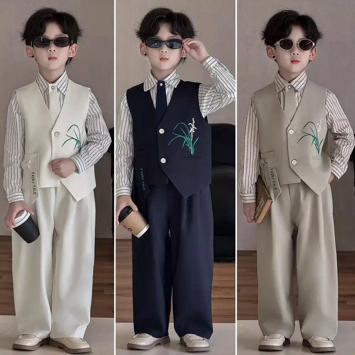 3 PCS set Autumn Spring Boy Retro Stripes TShirt+Pants+Vest+Tie Kid Children baby Gentleman Handsome Streetwear Party Clothes
3 PCS set Autumn Spring Boy Retro Stripes TShirt+Pants+Vest+Tie Kid Children baby Gentleman Handsome Streetwear Party Clothes