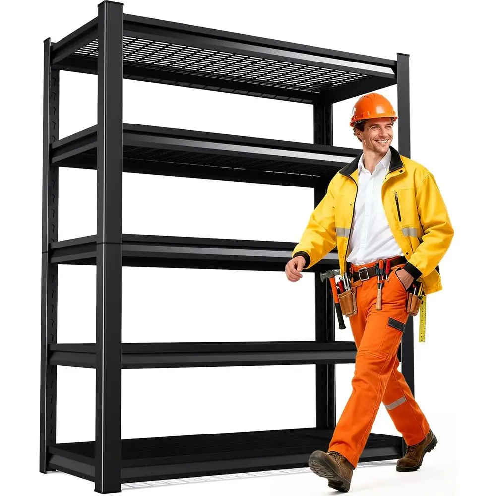 5-Tier 72 Heavy-Duty Adjustable Garage Shelving - 3000 lbs Capacity, Black (72H×45.7W×19.8D)
5-Tier 72 Heavy-Duty Adjustable Garage Shelving - 3000 lbs Capacity, Black (72H×45.7W×19.8D)