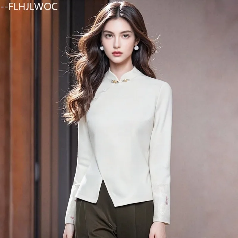 Embroidery Chinese Style Chi-pao Stand Collar Design Retro Tops New Year 2026 Spring Women Elegant Retro Shirt Blouse Vintage
Embroidery Chinese Style Chi-pao Stand Collar Design Retro Tops New Year 2026 Spring Women Elegant Retro Shirt Blouse Vintage