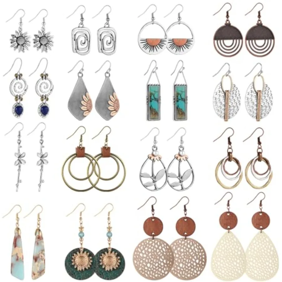 16 Pairs Earrings for Women Trendy, Funtopia Boho Dangle Earrings for Women, Vintage Statement Sunflower Round Geometric Earrin
16 Pairs Earrings for Women Trendy, Funtopia Boho Dangle Earrings for Women, Vintage Statement Sunflower Round Geometric Earrin