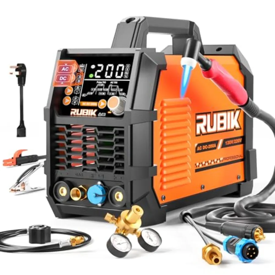 AC/DC Aluminum Tig Welder for industrial use aluminum alloy body silver-gray finish 200A pulse with digital IGBT inverter and 6
AC/DC Aluminum Tig Welder for industrial use aluminum alloy body silver-gray finish 200A pulse with digital IGBT inverter and 6