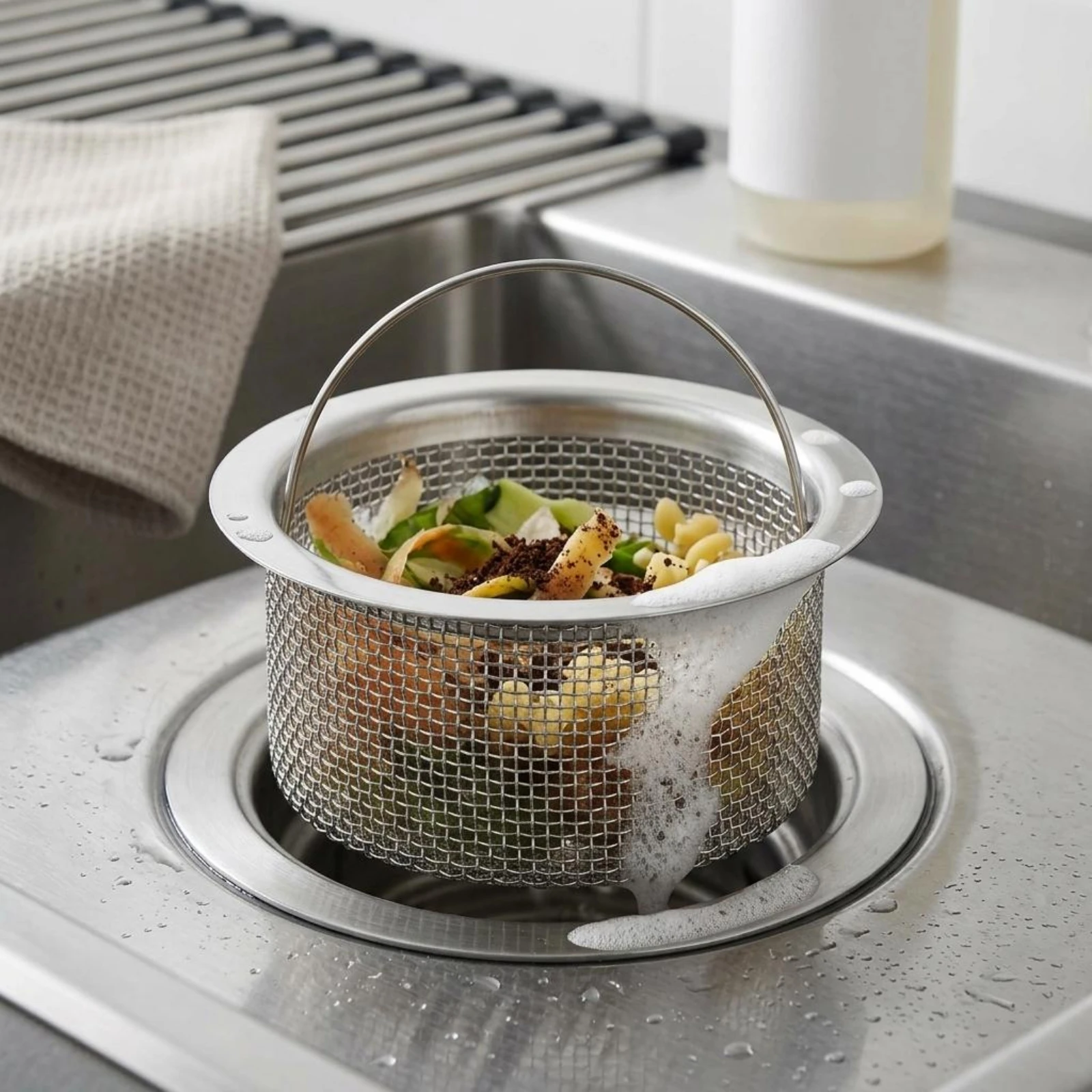 Mesh Sink Strainer Arched Handle Mesh Sink Basket Kitchen Hardware Open Top Easy to Clean
Mesh Sink Strainer Arched Handle Mesh Sink Basket Kitchen Hardware Open Top Easy to Clean