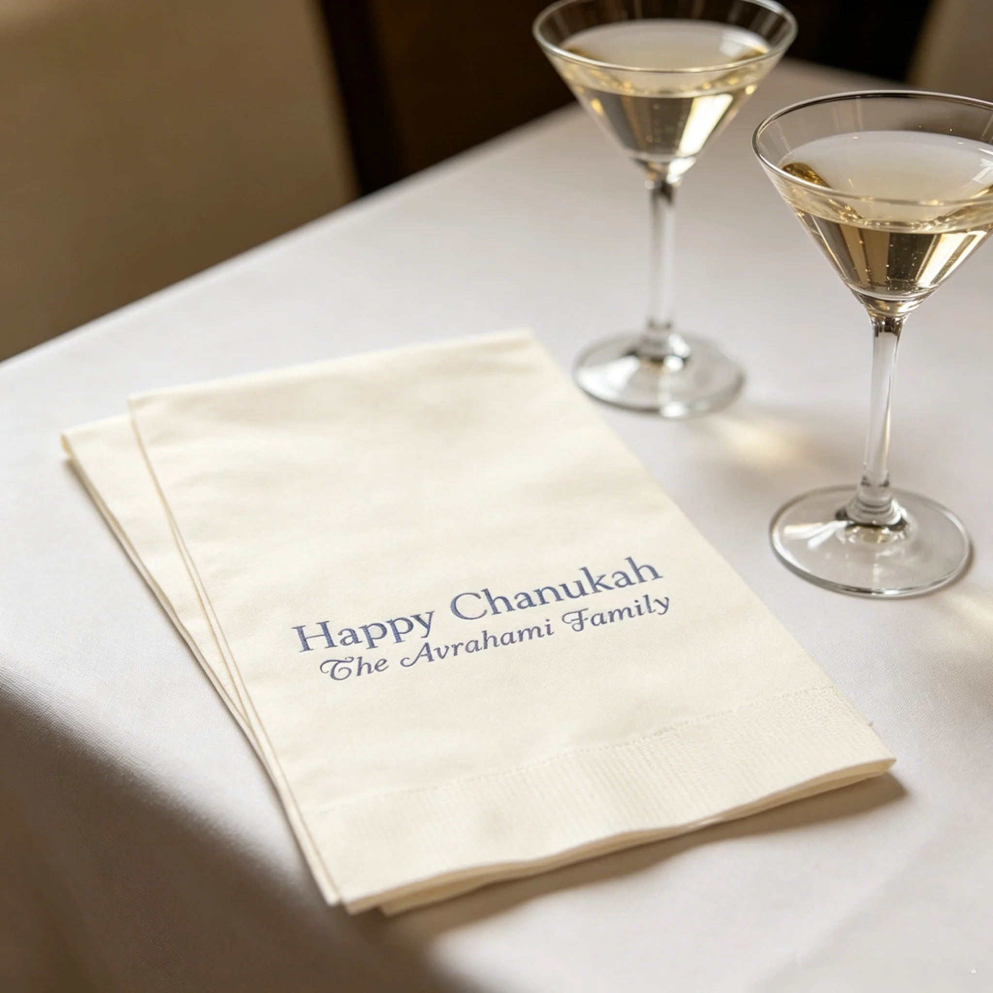 50pcs Personalized Chanukah Napkins, Custom Family Name Printed Blue Paper Towels, Disposable Guest Napkins for Hanukkah Dinner
50pcs Personalized Chanukah Napkins, Custom Family Name Printed Blue Paper Towels, Disposable Guest Napkins for Hanukkah Dinner