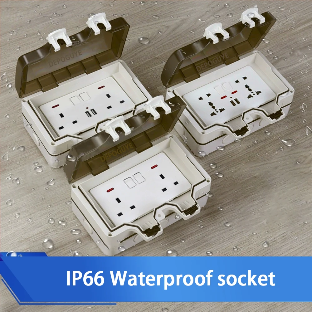 IP66 Waterproof Socket Universal UK Dual USB Outdoor Power Outlet,Kitchen And Bathroom Plug Adapter,Waterproof Rainproof Box
IP66 Waterproof Socket Universal UK Dual USB Outdoor Power Outlet,Kitchen And Bathroom Plug Adapter,Waterproof Rainproof Box
