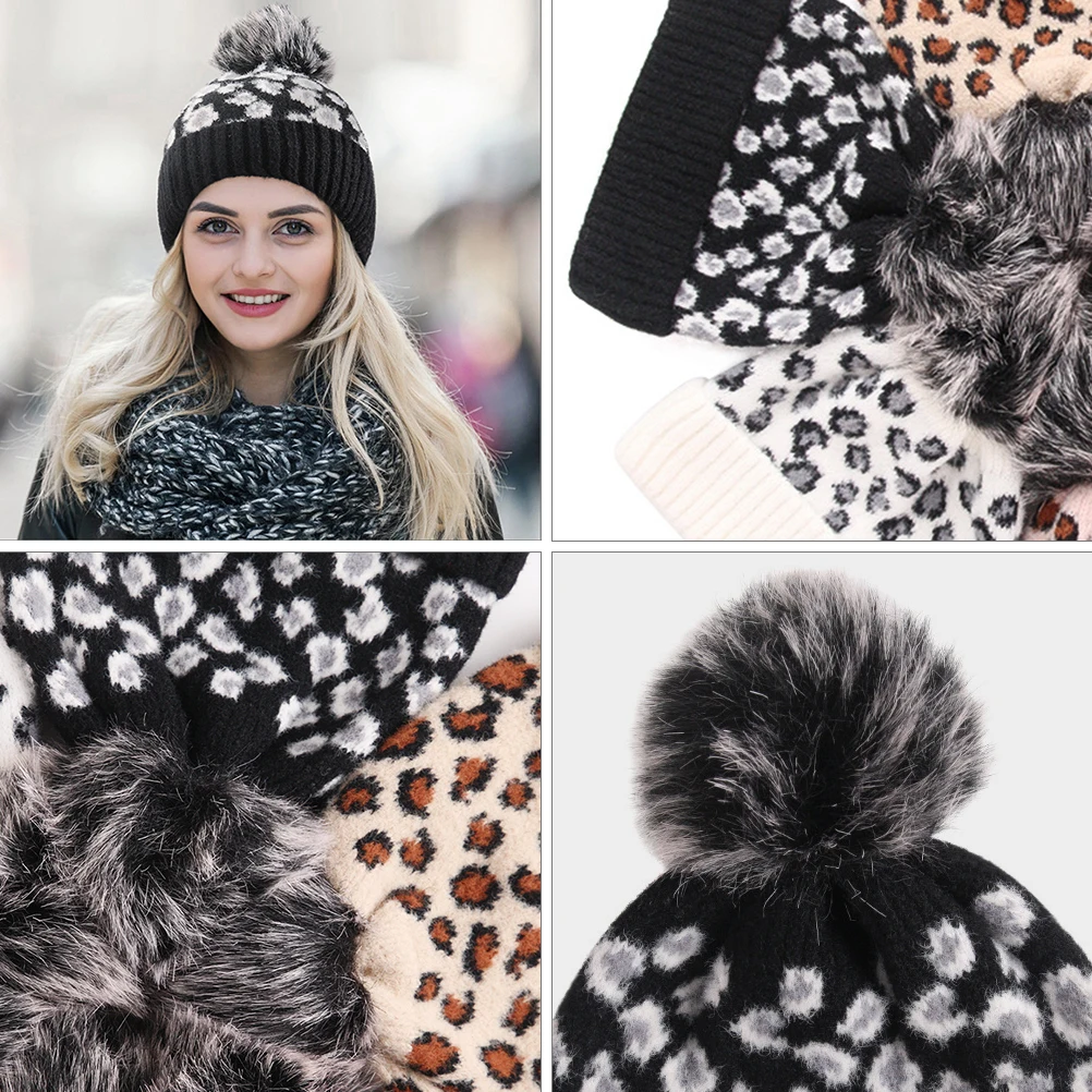 Winter Hats for Women Leopard Print Knitted Beanie Warm Soft Woolen Hat Black Foldable Stretchy Lightweight Pom Pompom
Winter Hats for Women Leopard Print Knitted Beanie Warm Soft Woolen Hat Black Foldable Stretchy Lightweight Pom Pompom