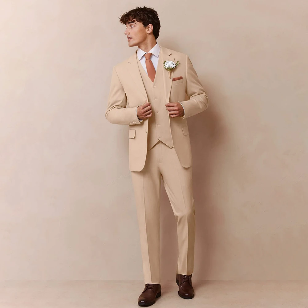 Classic Men Khaki 3 Piece Suit Jacket Vest Trousers Set Slim Fit Single Breasted Notched Lapel Beach Wedding Groom Formal Outfit
Classic Men Khaki 3 Piece Suit Jacket Vest Trousers Set Slim Fit Single Breasted Notched Lapel Beach Wedding Groom Formal Outfit