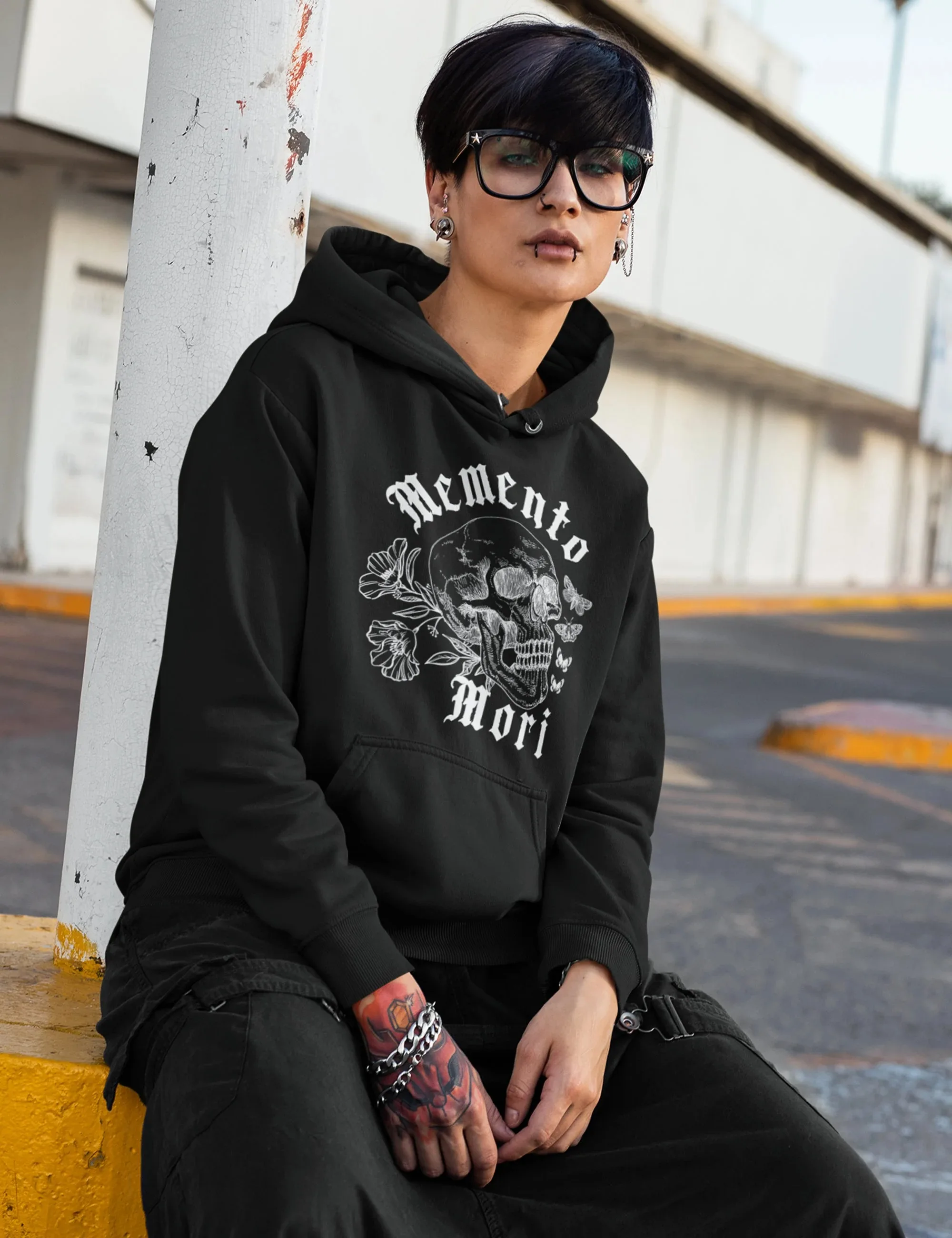 "Memento Mori" and Skull Printed Cotton Hoodie Stylish and Mysterious Sweatshirt To Showcase Your Dark - Aesthetic Taste 
"Memento Mori" and Skull Printed Cotton Hoodie Stylish and Mysterious Sweatshirt To Showcase Your Dark - Aesthetic Taste